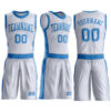 Custom White Blue Round Neck Suit Basketball Jersey