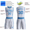 Custom White Blue Round Neck Suit Basketball Jersey