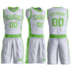 Custom White Neon Green Round Neck Suit Basketball Jersey