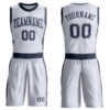 Custom White Navy Round Neck Suit Basketball Jersey