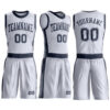 Custom White Navy Round Neck Suit Basketball Jersey