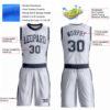 Custom White Navy Round Neck Suit Basketball Jersey