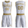 Custom White Old Gold Round Neck Suit Basketball Jersey