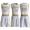 Custom White Old Gold Round Neck Suit Basketball Jersey