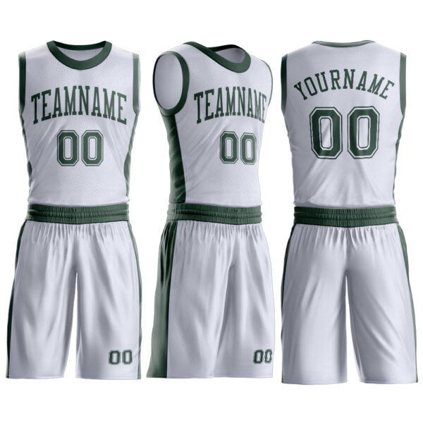 Custom White Green Round Neck Suit Basketball Jersey