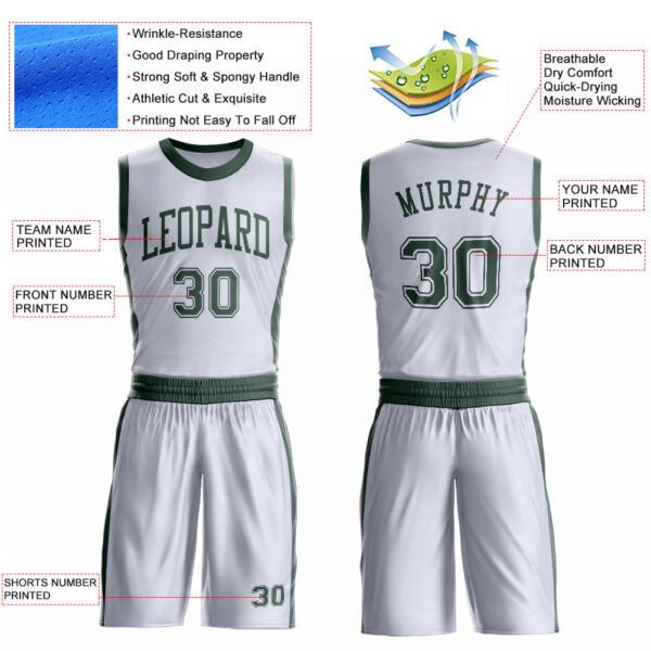 Custom White Green Round Neck Suit Basketball Jersey