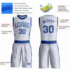 Custom White Royal Round Neck Suit Basketball Jersey