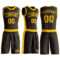 Custom Brown Gold Round Neck Suit Basketball Jersey