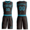 Custom Brown Teal Round Neck Suit Basketball Jersey