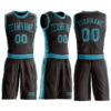 Custom Brown Teal Round Neck Suit Basketball Jersey
