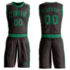Custom Brown Kelly Green Round Neck Suit Basketball Jersey