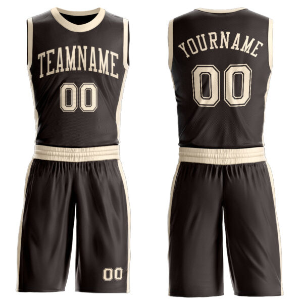 Custom Brown Cream Round Neck Suit Basketball Jersey