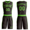 Custom Brown Neon Green Round Neck Suit Basketball Jersey