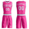 Custom Pink White Round Neck Suit Basketball Jersey