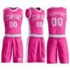 Custom Pink White Round Neck Suit Basketball Jersey