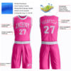 Custom Pink White Round Neck Suit Basketball Jersey