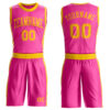 Custom Pink Gold Round Neck Suit Basketball Jersey