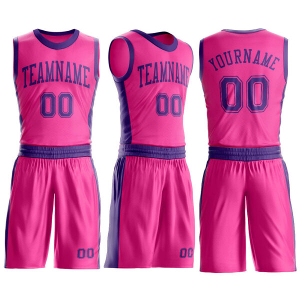 Custom Pink Purple Round Neck Suit Basketball Jersey