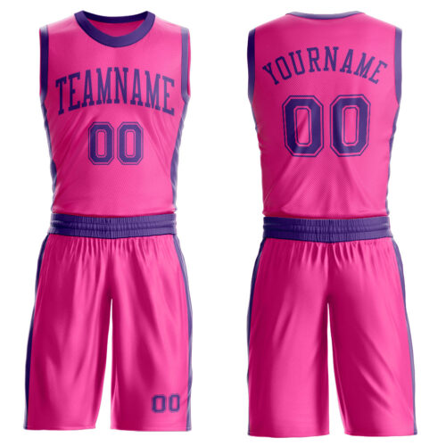 Custom Pink Purple Round Neck Suit Basketball Jersey