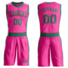 Custom Pink Kelly Green Round Neck Suit Basketball Jersey
