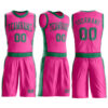 Custom Pink Kelly Green Round Neck Suit Basketball Jersey