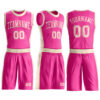 Custom Pink Cream Round Neck Suit Basketball Jersey