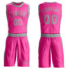 Custom Pink Gray Round Neck Suit Basketball Jersey