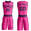 Custom Pink Navy Round Neck Suit Basketball Jersey