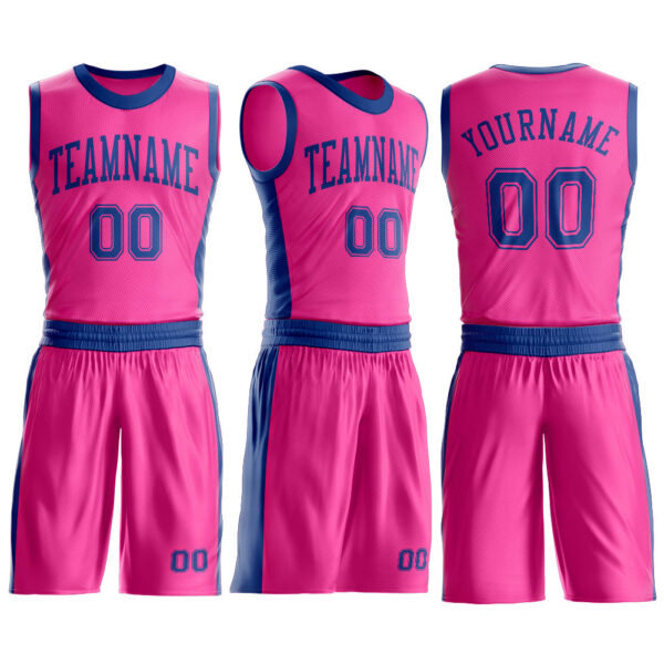 Custom Pink Royal Round Neck Suit Basketball Jersey