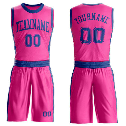 Custom Pink Royal Round Neck Suit Basketball Jersey