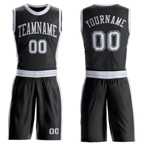 Custom Black White Round Neck Suit Basketball Jersey