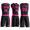 Custom Black Pink Round Neck Suit Basketball Jersey