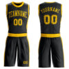Custom Black Gold Round Neck Suit Basketball Jersey