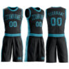 Custom Black Teal Round Neck Suit Basketball Jersey