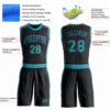 Custom Black Teal Round Neck Suit Basketball Jersey