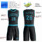 Custom Black Teal Round Neck Suit Basketball Jersey