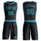 Custom Black Teal Round Neck Suit Basketball Jersey