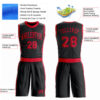 Custom Black Red Round Neck Suit Basketball Jersey