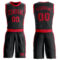 Custom Black Red Round Neck Suit Basketball Jersey