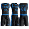 Custom Black Blue Round Neck Suit Basketball Jersey