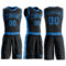 Custom Black Blue Round Neck Suit Basketball Jersey