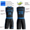 Custom Black Blue Round Neck Suit Basketball Jersey