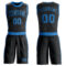 Custom Black Blue Round Neck Suit Basketball Jersey