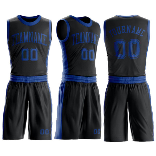 Custom Black Royal Round Neck Suit Basketball Jersey