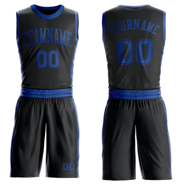 Custom Black Royal Round Neck Suit Basketball Jersey