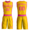 Custom Gold Pink Round Neck Suit Basketball Jersey