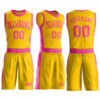 Custom Gold Pink Round Neck Suit Basketball Jersey