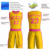 Custom Gold Pink Round Neck Suit Basketball Jersey