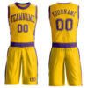 Custom Gold Purple Round Neck Suit Basketball Jersey