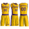 Custom Gold Purple Round Neck Suit Basketball Jersey
